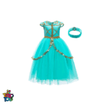 لباس پرنسس جزمین رنگ آبی به همراه اکسسوری